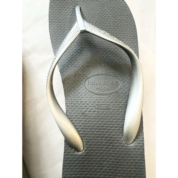Havaianas High Platform Flip Flops Womens 9 39 40 Wedge Sandals Beach Gray - Picture 3 of 8